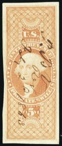 R92a, Used $5 VF Probate of Will Revenue Stamp Cat $700.00 - Stuart Katz