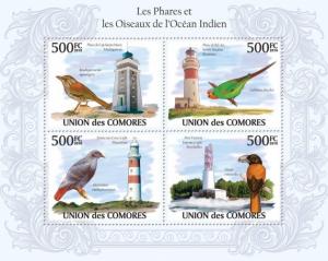 COMORES 2010 SHEET LIGHTHOUSES BIRDS OF THE INDIAN OCEAN PHARES OISEAUX cm10121a