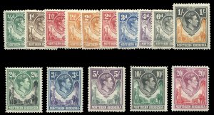 Northern Rhodesia #25/45 Cat$168.85, 1938-41 George VI, 1/2-20sh, complete fo...