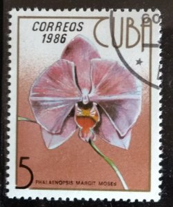 CUBA Sc# 2883  ORCHIDS Tropical Flowers  5c  1986  used cto