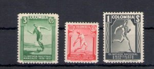 1937 Colombia - 4 South American Olympic Games - Yvert # 301/03 - 3 values - MNH