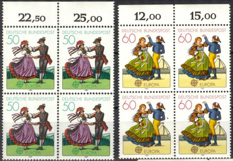 Germany 1981 Europa CEPT Folklore set of 2 x 4 MNH