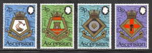 Ascension Scott 166-69 MNHOG - 1973 Arms of Royal Navy Ships Set - SCV $13.00