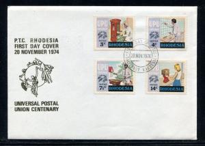 Rhodesia FDC, UPU-100, 1974. Carrier pigeons, Post rider x28732