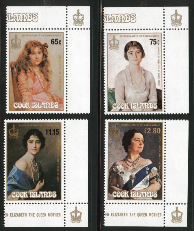 Cook Islands Scott 871-4 MNH** 1985 Queen Mother 85th CV $5