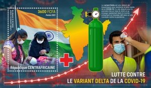 Central Africa - 2021 Pandemic Fight India - Stamp Souvenir Sheet - CA210529b