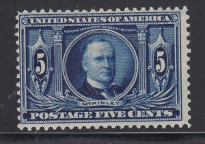 US Sc 326 MNH. 1904 5c dark blue McKinley, fresh, F+