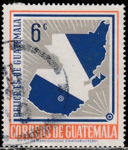 GUATEMALA 398, MAP INCLUDING BELIZE, USED, VF. (403)