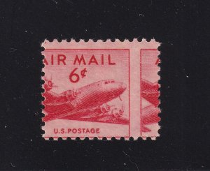 1948 Airmail 6c carmine Sc C39 MNH EFO mis-perforated single stamp