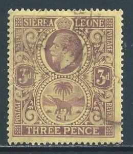 Sierra Leone #108 Used 3p King George V & Seal - Wmk. 3