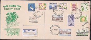 COOK IS 1963 Definitive set on registered official FDC ex Rarotonga........B4351