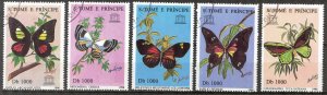 Sao Tome and Principe 1996 Butterflies set of 5 Used / CTO