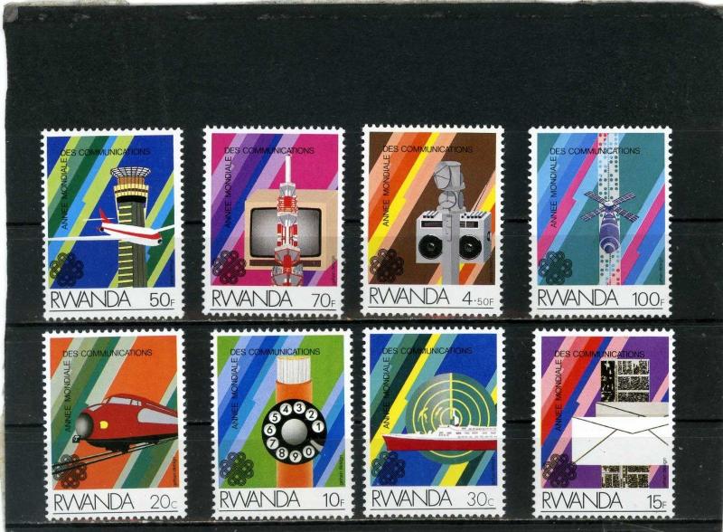 RWANDA 1984 Sc#1175-1182 WORLD COMMUNICATIONS YEAR SET OF 8 STAMPS MNH  