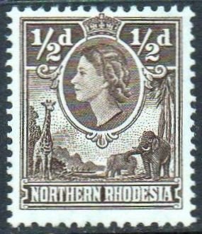 Northern Rhodesia 1953  ½d deep brown MH