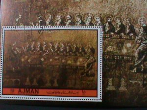 ​AJMAN-1972 WORLD FAMOUS RELIGIOUS ART PAINTING-THE LAST SUPPER-CTO S/S VF