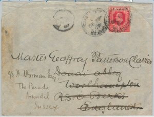 51970 -  ST LUCIA -  POSTAL HISTORY - COVER to ENGLAND - FORWARDED 1909