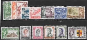 SARAWAK SG188/202 1955 DEFINITIVE SET MNH