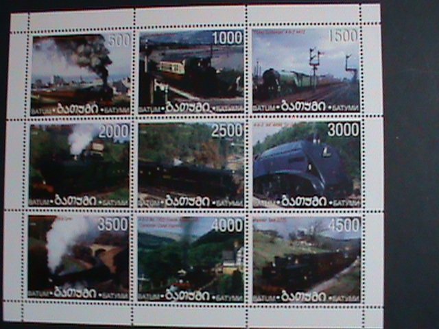 RUSSIA-BATUM STAMPS-1998-WORLD FAMOUS TRAINS MNH FULL SHEET VERY FINE