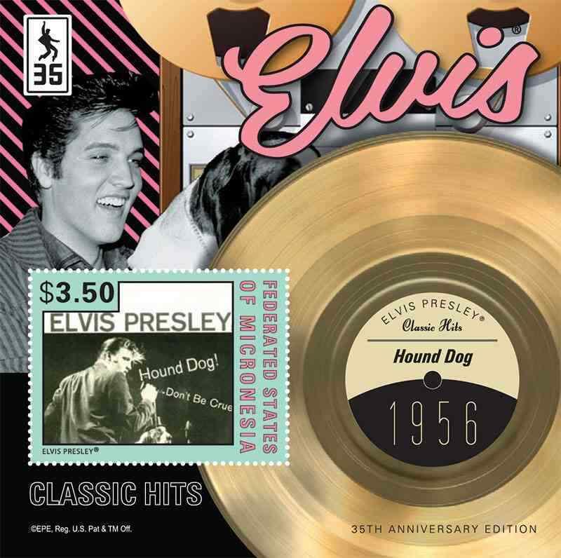 WD02/12/21-Micronesia - Elvis Presley - Hound Dog Stamp Souvenir Sheet MIC1213