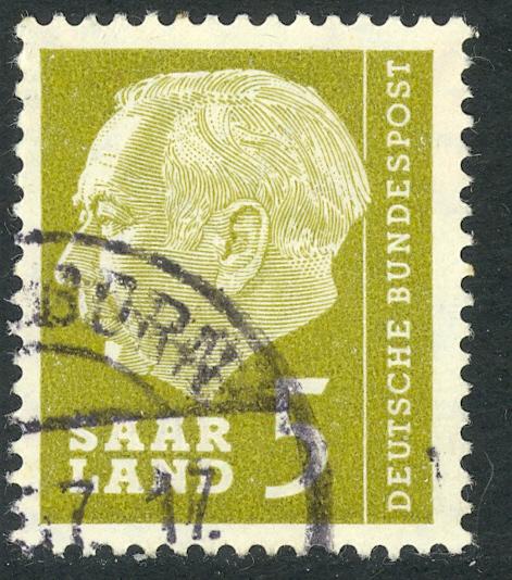 SAAR GERMAN ADMINISTRATION 1957 5(fr) President Theodor Heuss Issue Sc 267 VFU