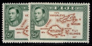 FIJI GVI SG256 + 256b, 2½d PERF VARIETIES, NH MINT.