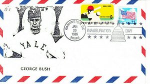 RDM Air Border Inauguration Cover George Bush Yale Baseball Cachet Jan. 20, 1989