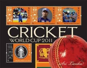 Nevis 2011 - 10th Cricket World Cup - Souvenir Sheet w/ 4 Stamps - SC 1669