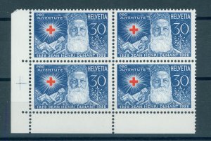 SWITZERLAND, 30 CENTIMES PRO JUVENTUTE 1928, BLOCK OF 4, NEVER HINGED