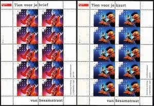 NETHERLANDS 1996 Mi. 1588-89 Klb. Sesame Street Fun Program on TV. 2 SHEETS, MNH