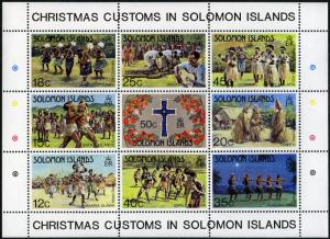 Solomon Islands 510a S/S, MNH. Christmas. Cross, Flowers, Dancers, Music, 1983