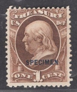 US Stamp #O72S 1c Dark Brown US Treasury Dept. MINT NGAI SCV $80.00