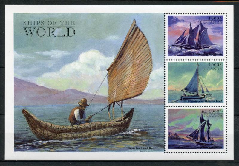 Uganda Nautical Stamps 1998 MNH Sailings Ships of World Boats 3v M/S 