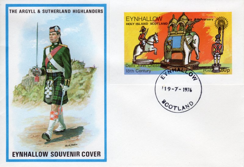 Eynhallow 1976 Chess Pieces-Rotary International S/S  IMPERFORATED  FDC..