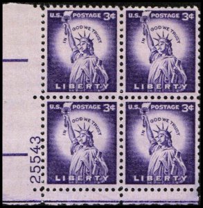 US #1035c LIBERTY MNH LL PLATE BLOCK #25543