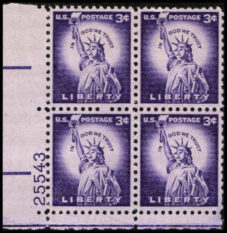 US #1035c LIBERTY MNH LL PLATE BLOCK #25543