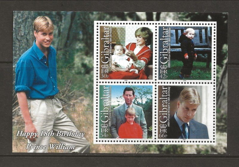 Gibraltar Sc 845a NH issue of 2000 -Royal family, Prince William- Sc$7.25