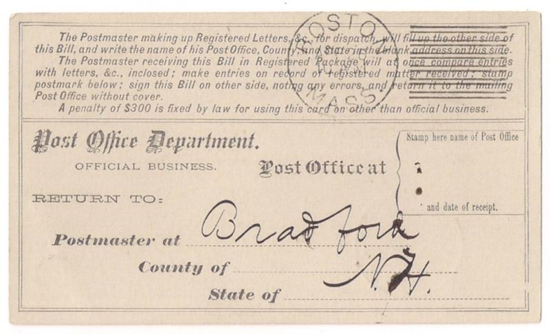 Early Leavitt Machine Cancel Registry Receipt card Odd item!