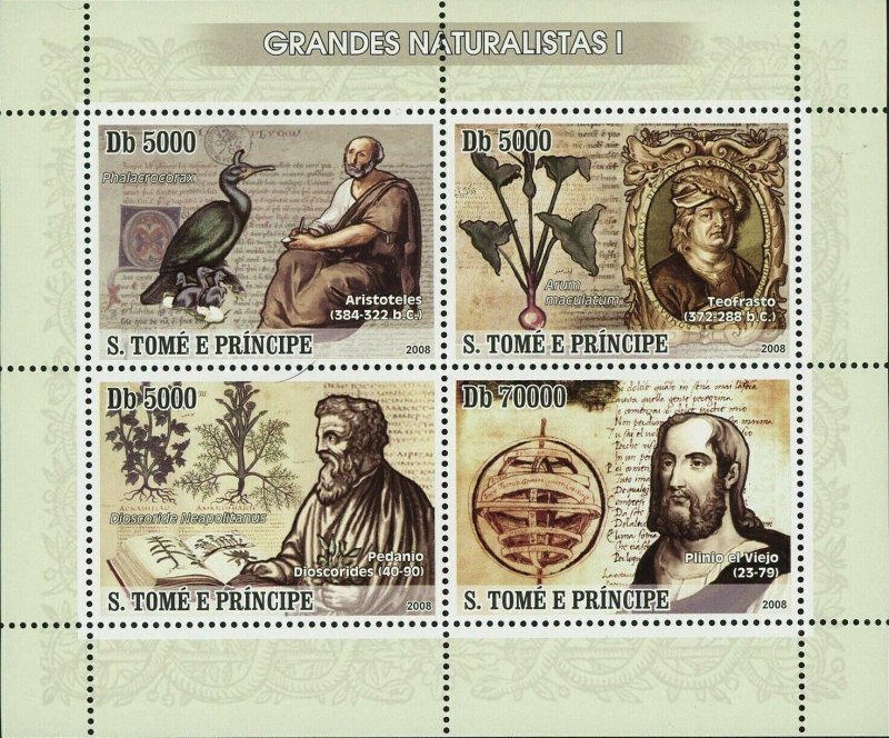 Naturalists Stamp Aristoteles Pedanius Dioscorides Teofrasto S/S MNH #3389-3392 