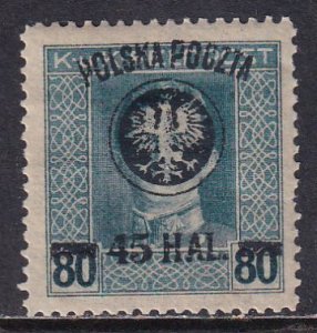 Poland 1918-9 Sc 36 Austrian Military Surcharged Stamp MH