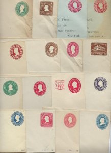 US 1870s 1920s COLLECTION OF 22 POSTAL COVERS ALL MINT SOME MARKED W/PEN AT BOTT