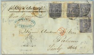 BK0788 - GB - POSTAL HISTORY - SG # 104*4 on COVER from LIVERPOOL to Italy 18-