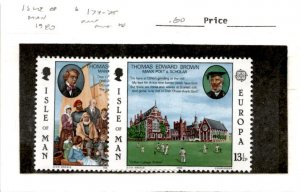 Isle of Man, Postage Stamp, #174-175 Mint NH, 1980 Thomas Edward Brown Poet (AD)