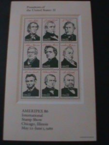 ​UNITED STATES-SC#2217 AMERIPEX'86 INTEL. STAMP SHOW-AMERICAN PRESIDENTS-II