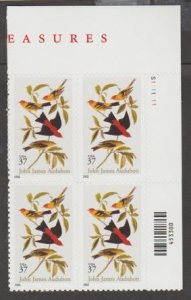 U.S. Scott #3650 John James Audubon - Bird Stamp - Mint NH Plate Block