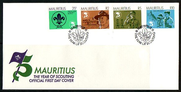 Mauritius, Scott cat. 540-543. 75th Scout Anniversary. First Day Cover. ^