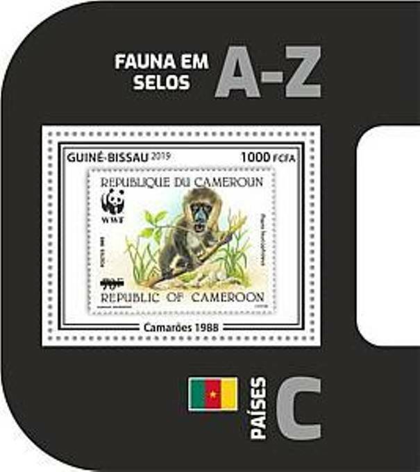 Guinea-Bissau - 2019 WWF Fauna Stamp on Stamp - Souvenir Sheet - GB190403b08