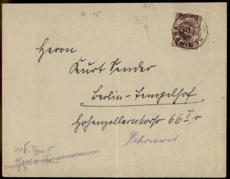 Memel Germany Klaipeda Mi 175 II Open 0 Variety CV Cover 56413