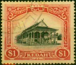 Kedah 1912 $1 Black & Red-Yellow SG11 V.F.U