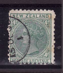 New Zealand-Sc#64-used 4p blue green Queen Victoria-1897-
