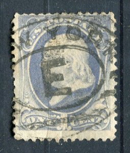 USA; 1870s early classic Franklin issue used shade of 1c. + Postmark
